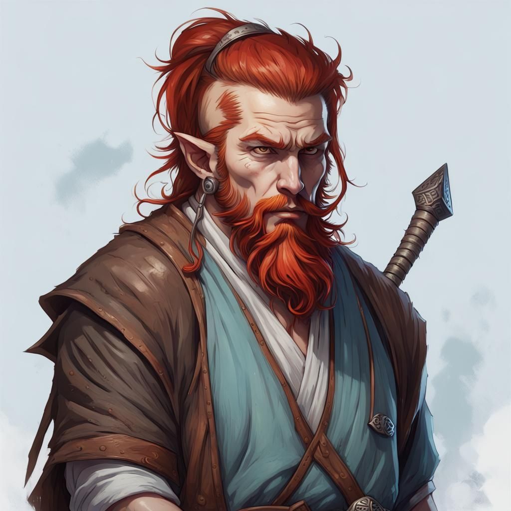 Firbolg Monk in Kung Fu Stance Digital Art