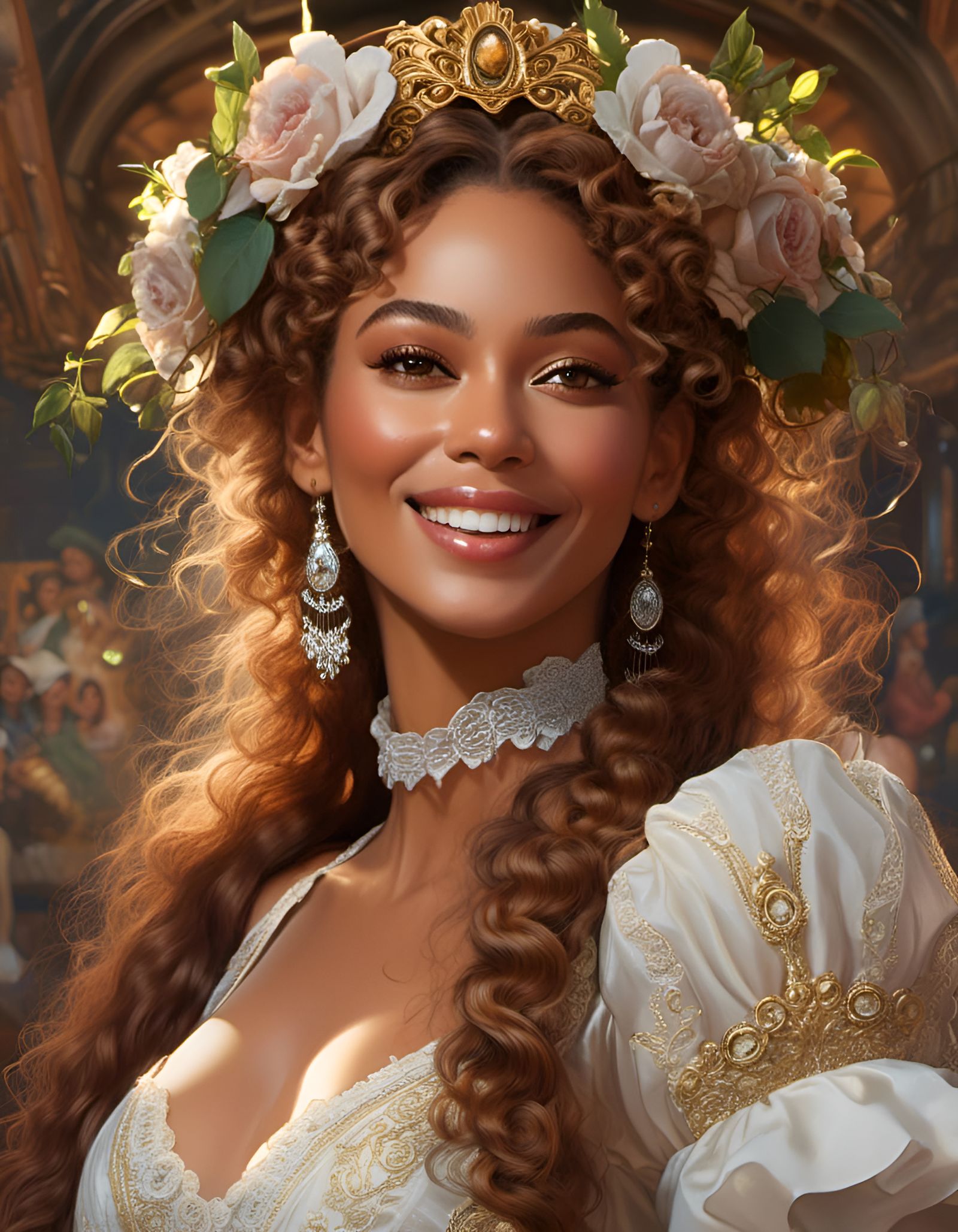 Beyoncé Knowles Portrait in Rococo Steampunk Style