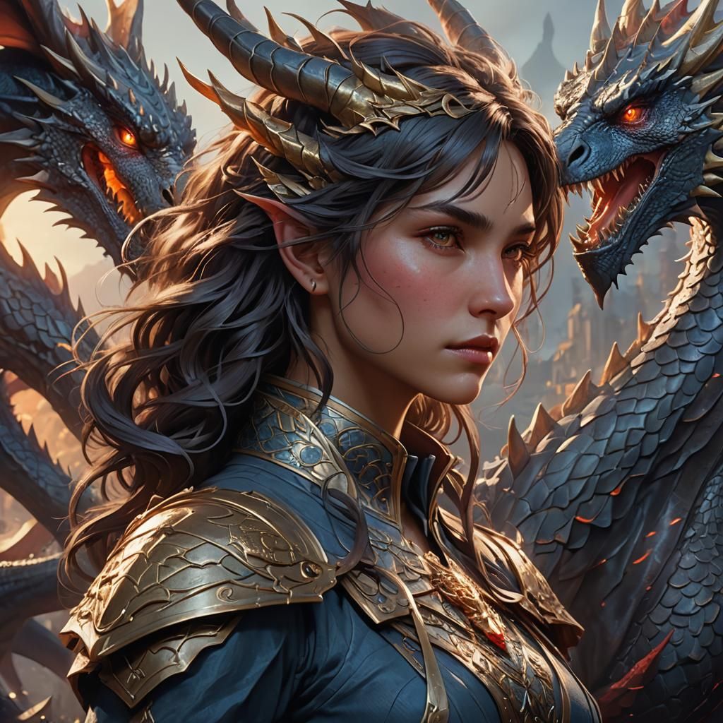 Dragon Guardian in Twilight: Hyperdetailed Digital Portrait