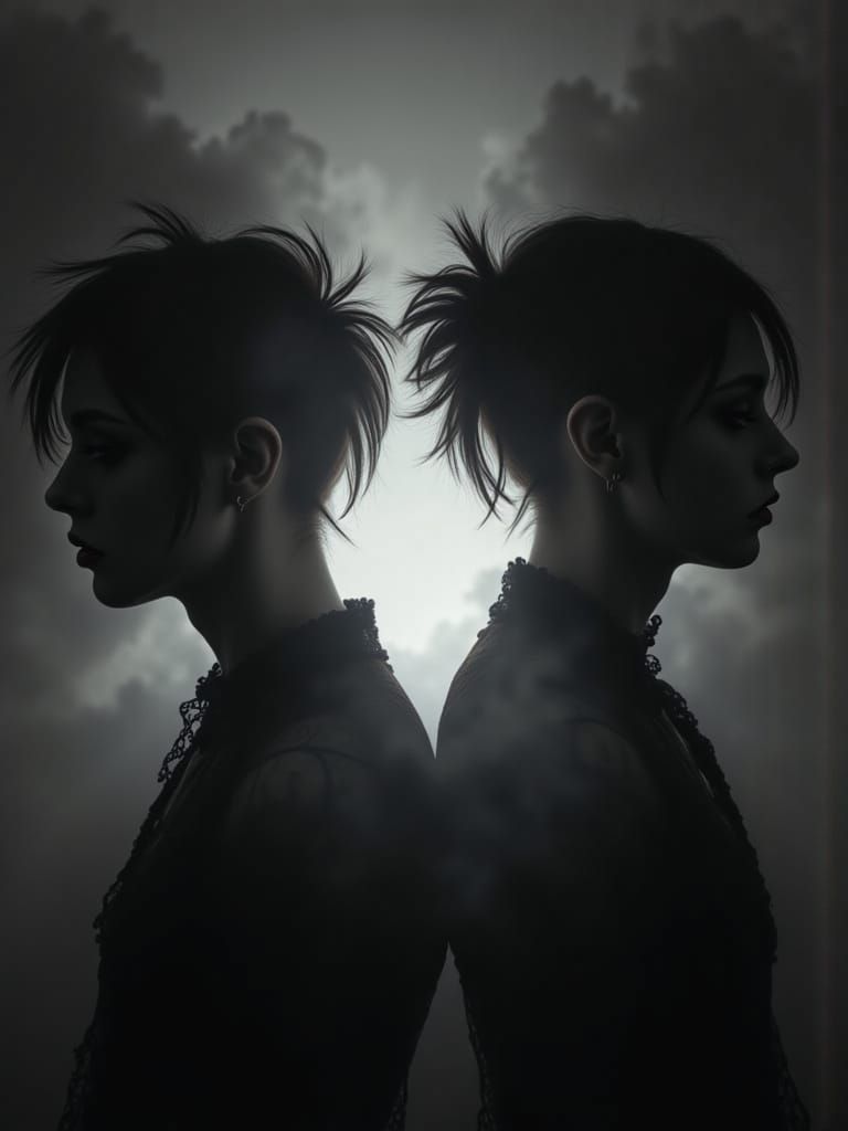 Ethereal Gothic Punk Silhouettes in Dramatic Monochrome