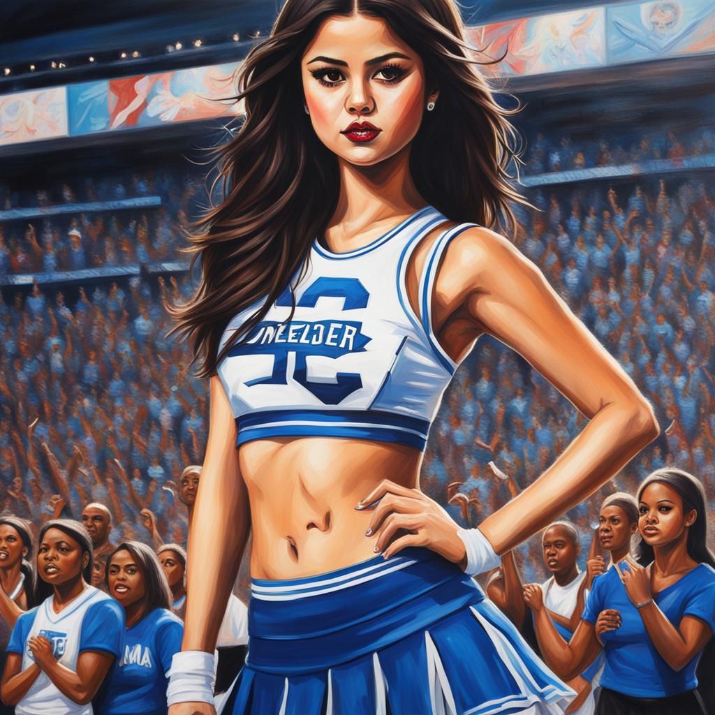 Zombie Cheerleader in Acrylic Art Style