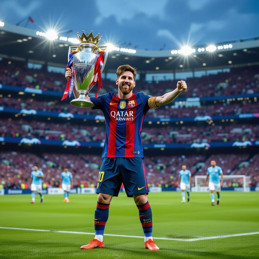 Messi Celebrates Premier League Victory