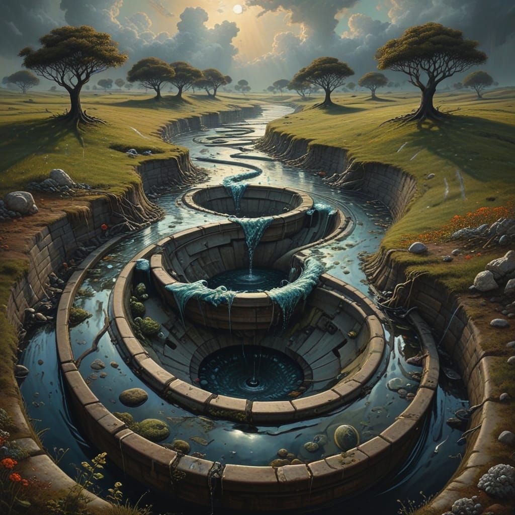 Surreal Landscape Down a Drain