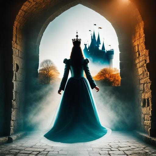 Princess Silhouette at Sunrise: Double Exposure Art