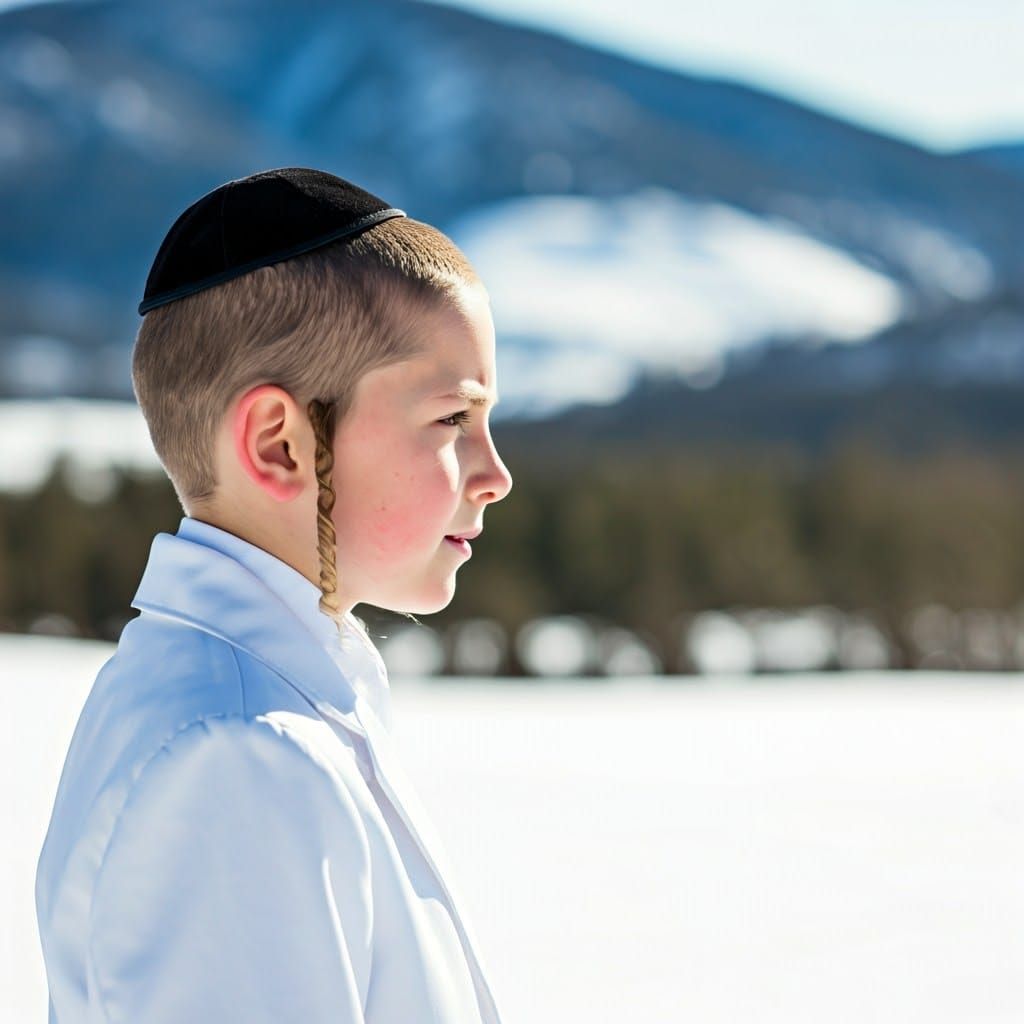 Ultra-Orthodox Jewish Youth in Snowy Landscape, Inspired by ...
