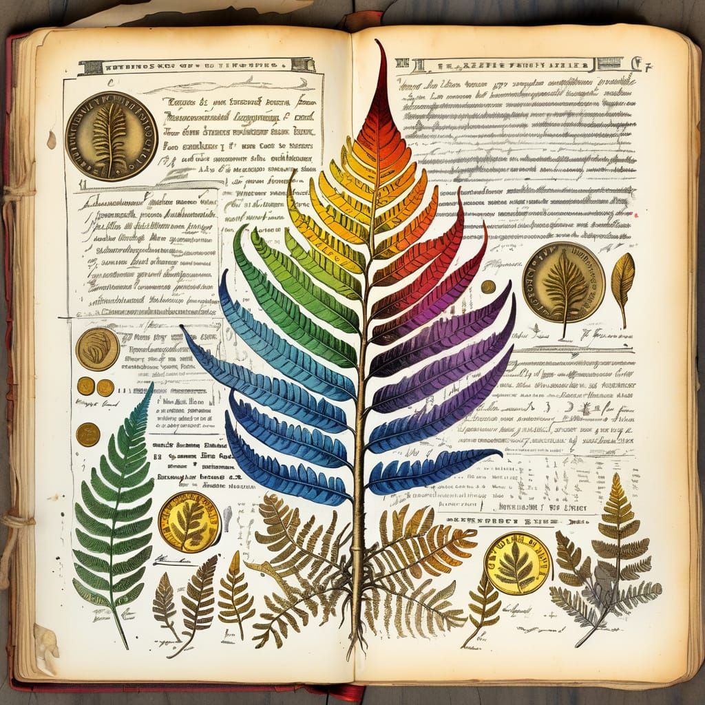 Rainbow Fern in Vintage Botanical Style