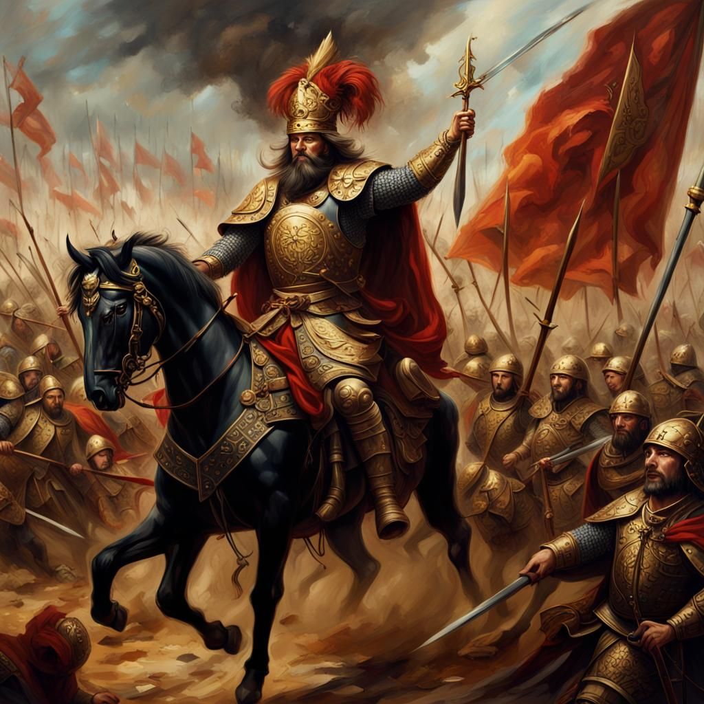 King Rallying Troops: Realistic Oil Painting