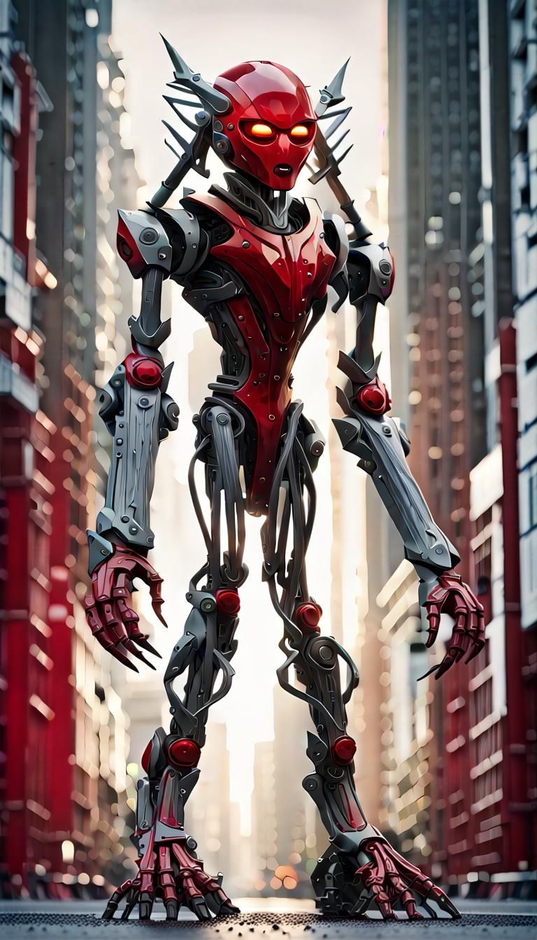 The Shrike: Razor-Sharp Android in Dystopian Poster Art