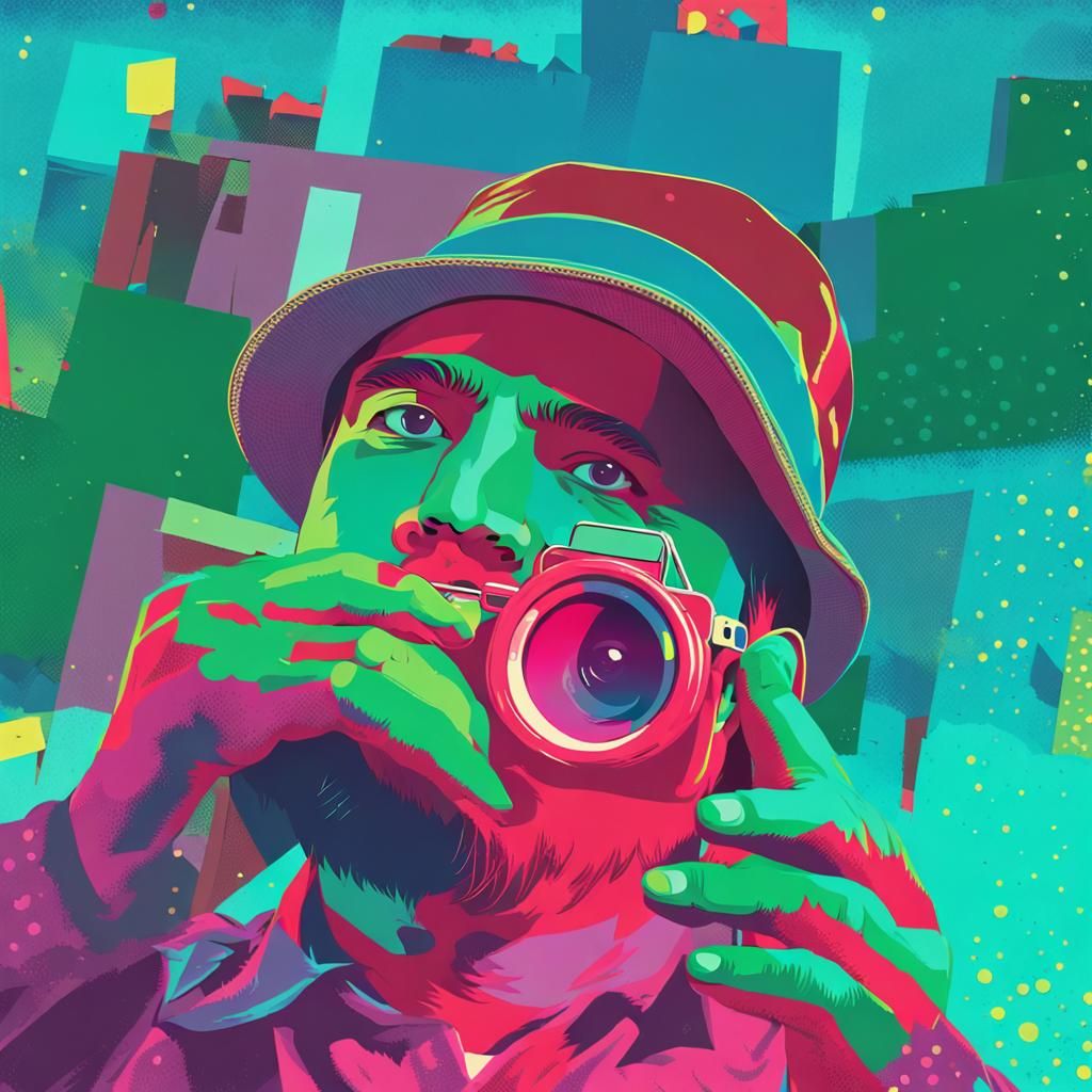 Pop Art Selfie with Digital Camera in False Colors