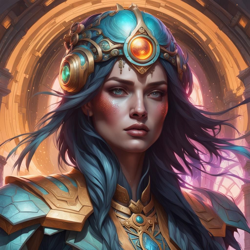 Detailed Portrait with Dynamic Lighting in Art Nouveau Style