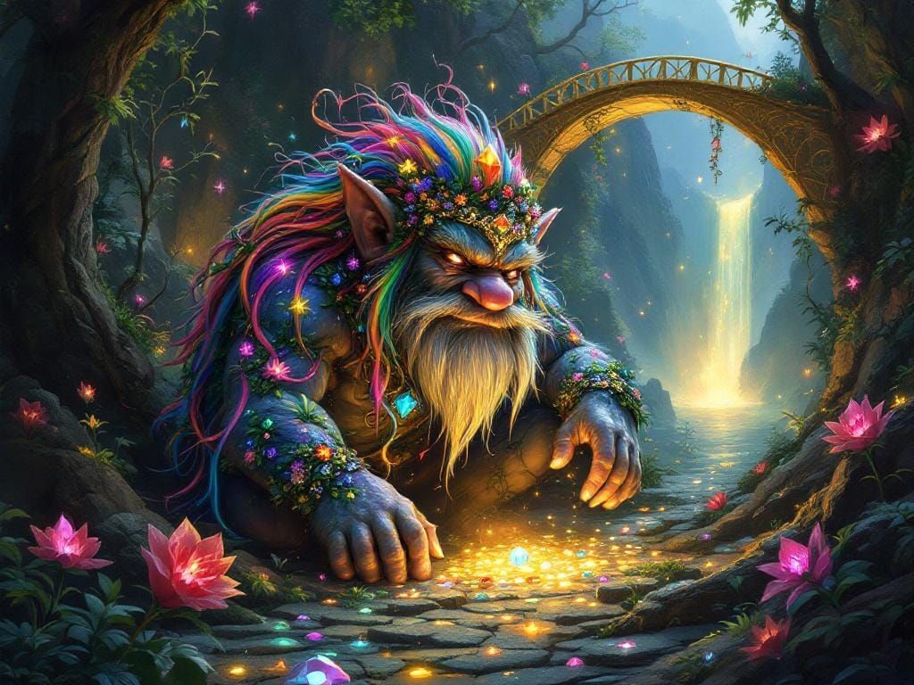 Diamond Troll Guarding Gem Trove in Mystical Forest
