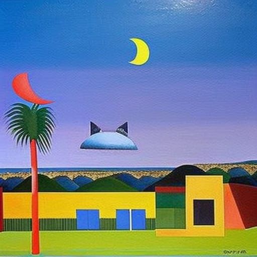 Colorful Surreal Regionalist Painting of Cheezburger Meme