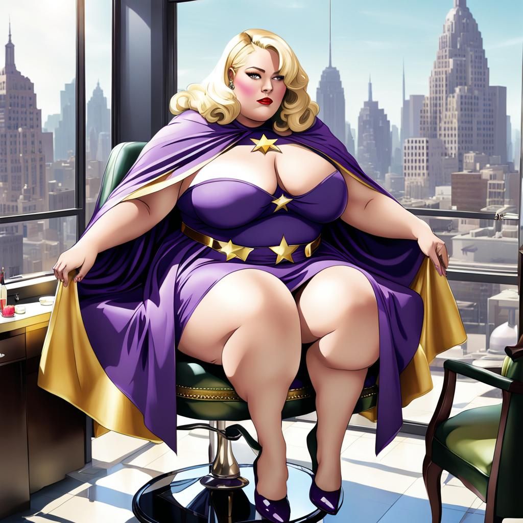 Supergoddess Admiring Hairdo in Martian City