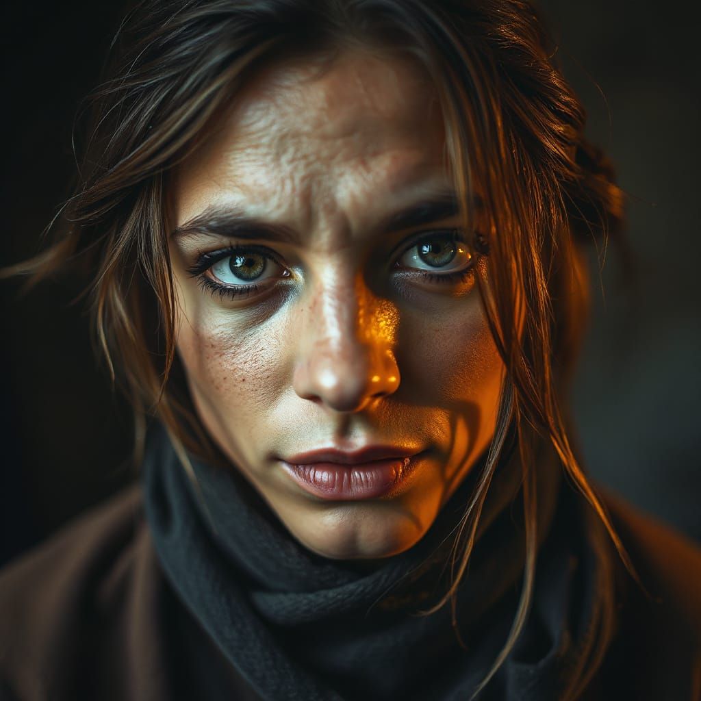 Wild Spirit Portrait in Warm Ambient Light