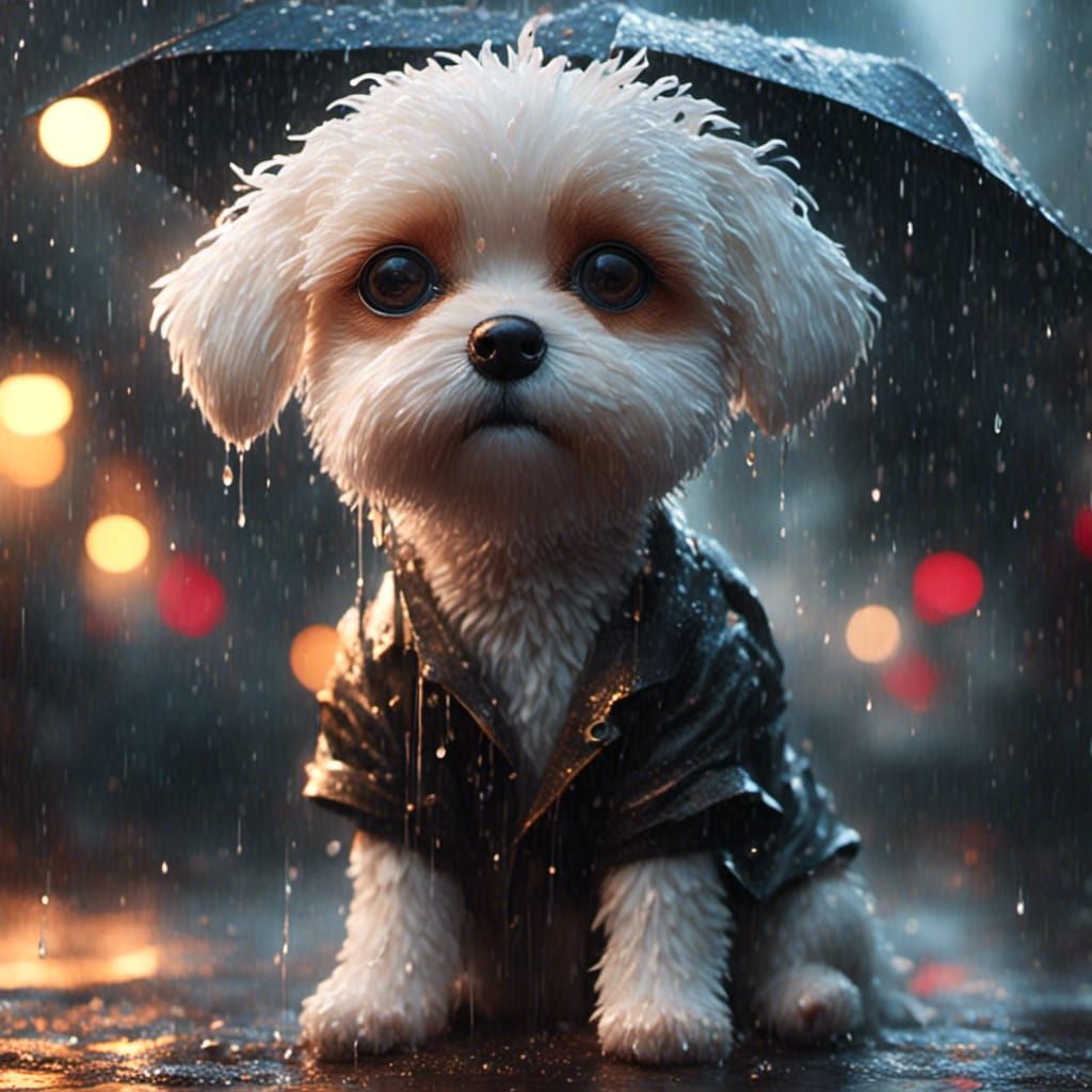 Adorable Sad Dog Portrait with Big Eyes