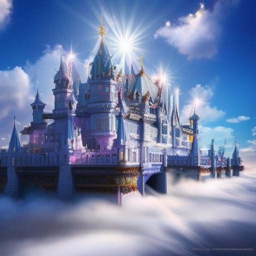 Fantasy Dream Castle on Sparkling Clouds