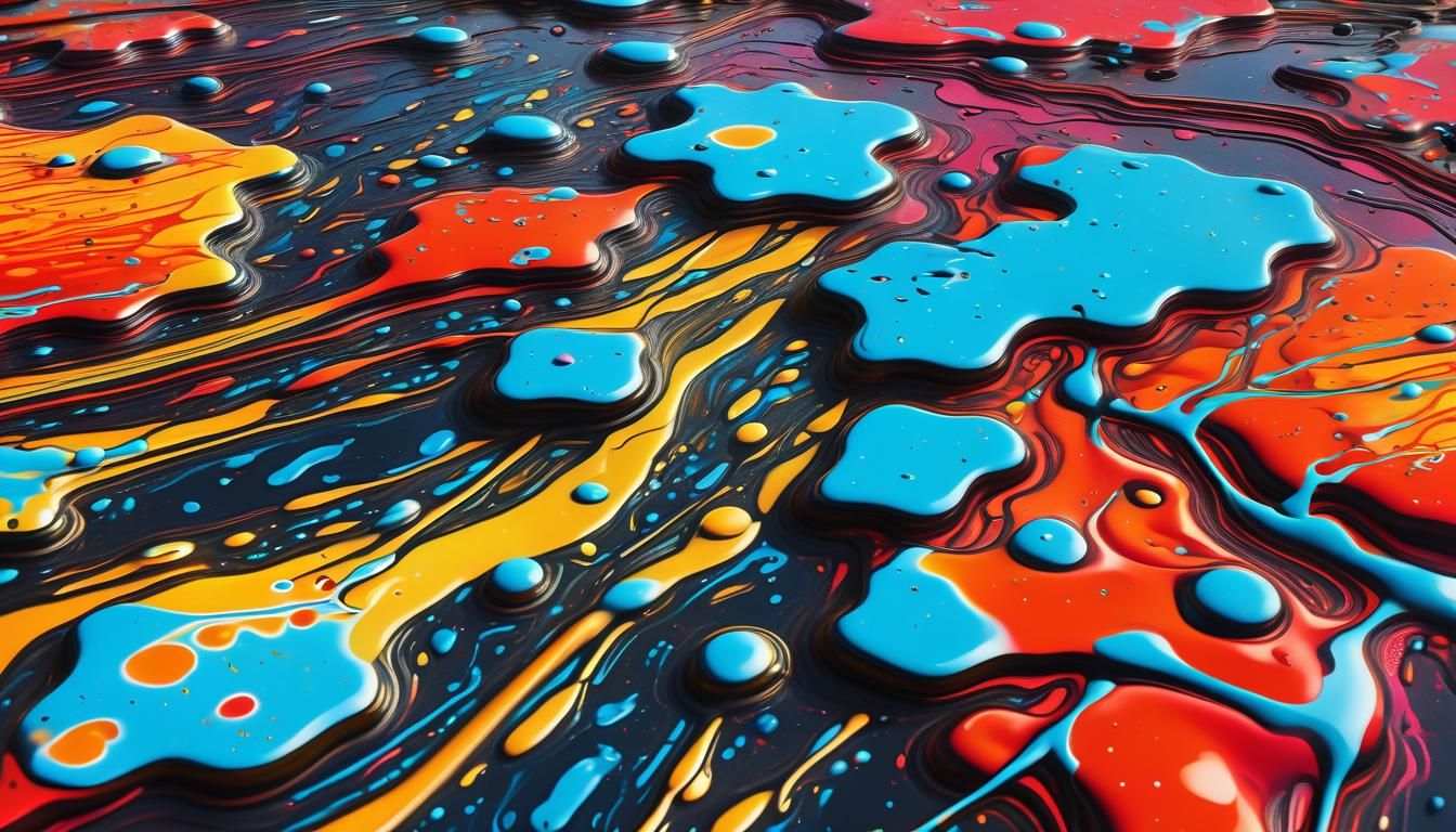 Surreal Microscopic Atom Surface in Graffiti Style