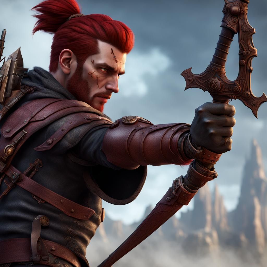 Blind Ranger with Prosthetic Arm in Dark Fantasy Style