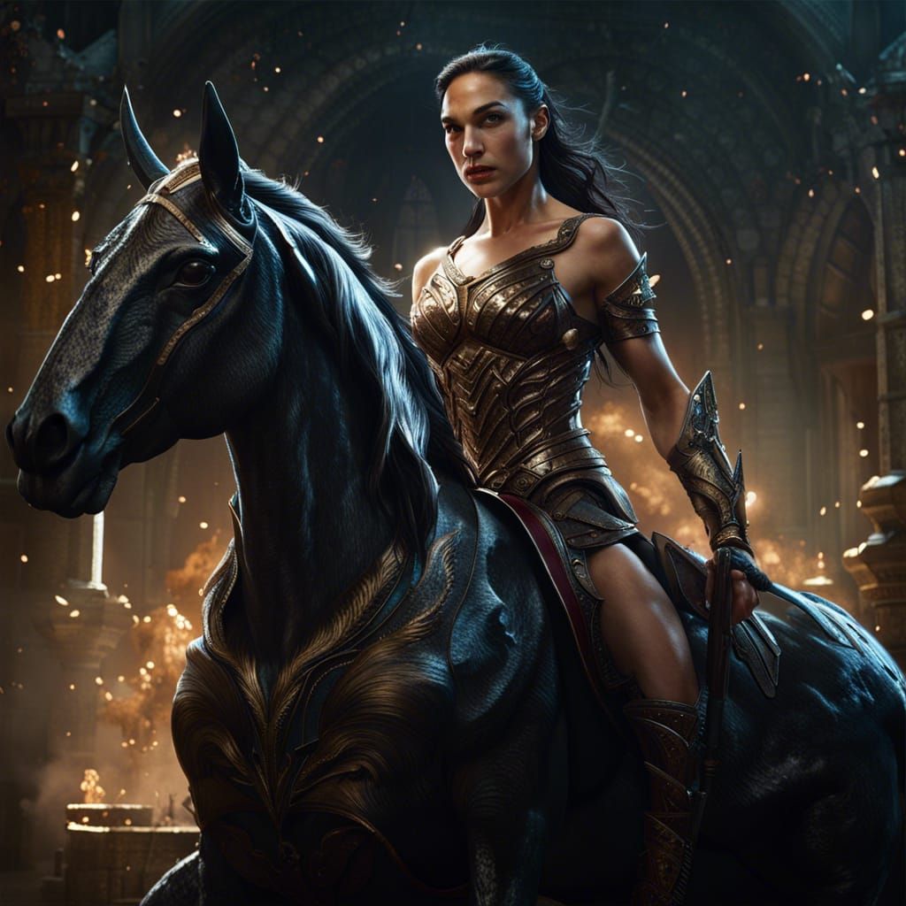 Gal Gadot as Centaur in Dark Fantasy Style