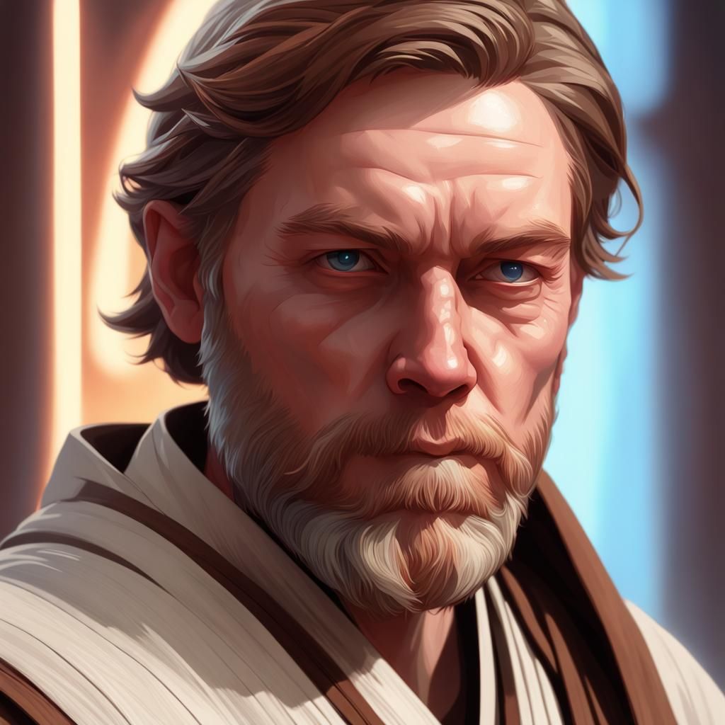 Obi-Wan Kenobi Portrait in Hyperdetailed Concept Art