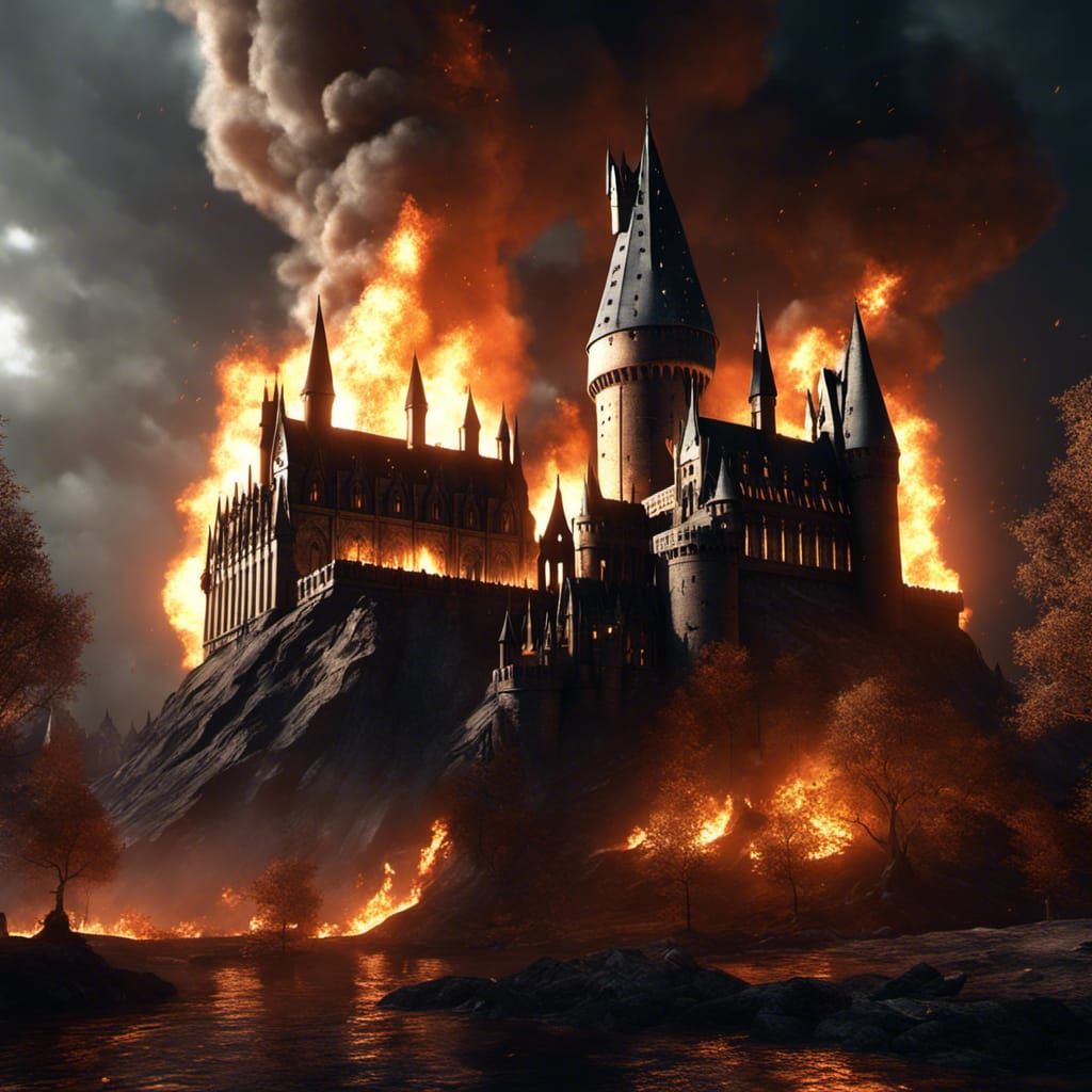 Hogwarts Castle on Fire: A 3D Cinematic Render