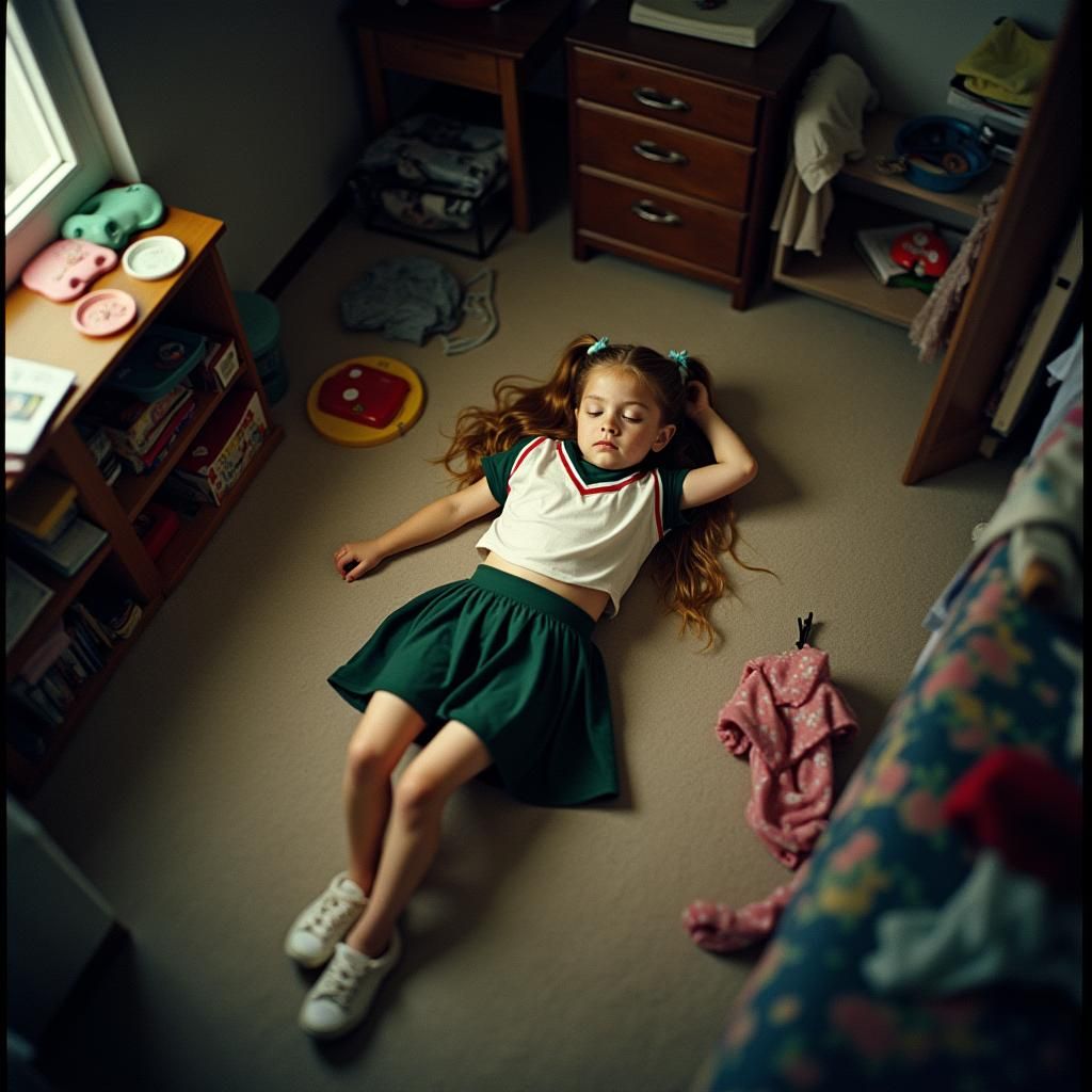 Girl Asleep in Messy Room, Film Photography Style