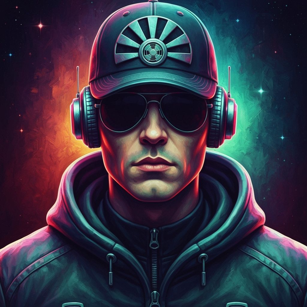 Retro Futurist with Turbo Fan Hat in Cosmic Style