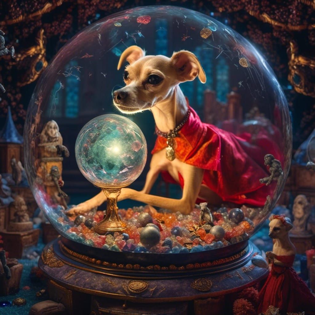 Sorcerer and Crystal Ball in Spooky Scene