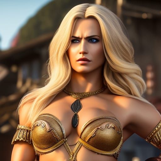 Barbarian Woman Portrait in Cinematic Lighting