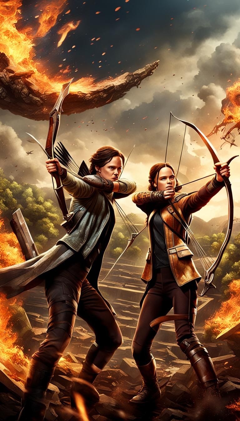 Peeta and Katniss Fight in Hunger Games Arena