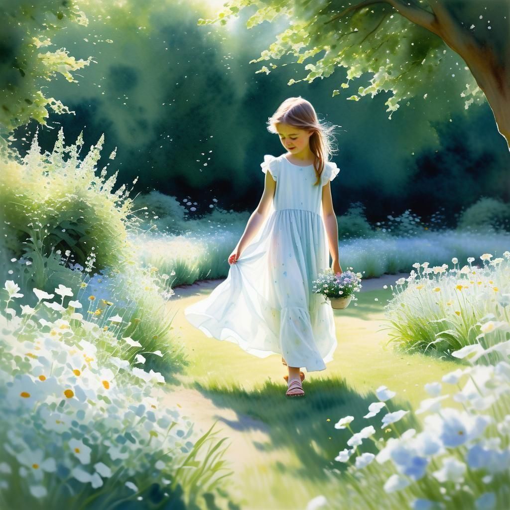 English Garden in Watercolor Style