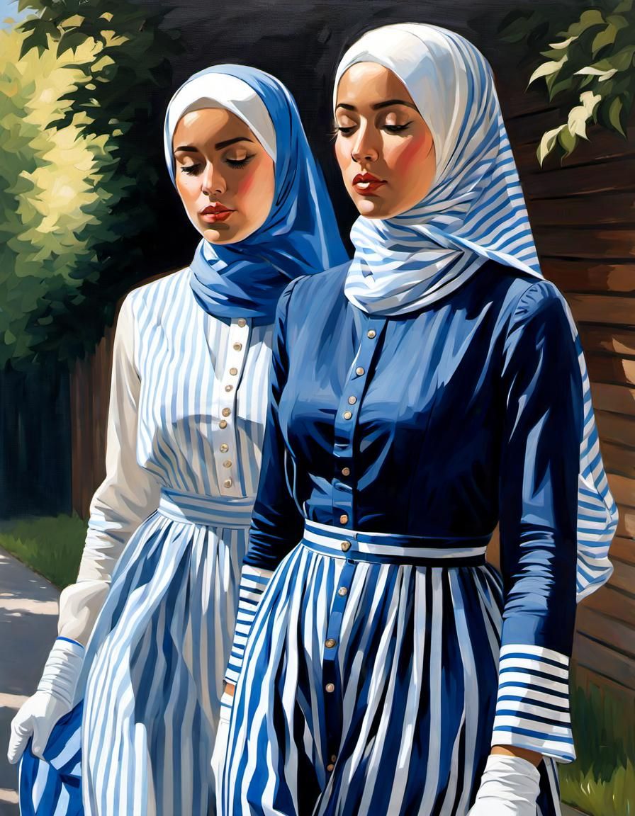 Danish Girls in Hijab, Classic Portrait Style