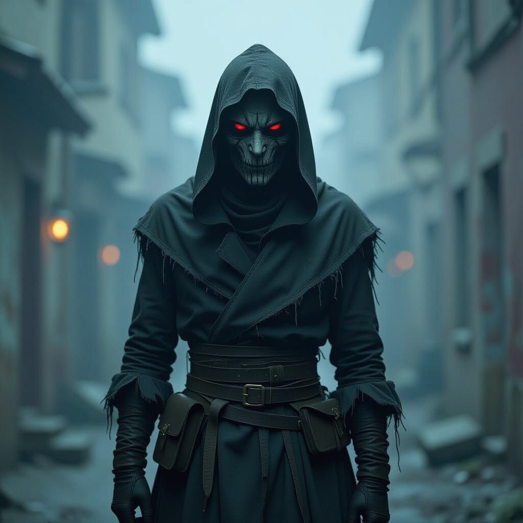 Majestic Horror: A Faceless Figure in Digital Portrait