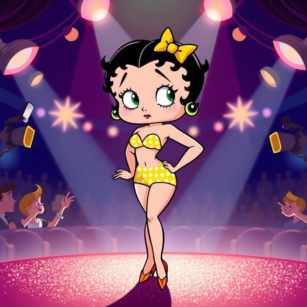 Sassy Flapper Girl Wins Beauty Contest in Exaggerated Toon B...