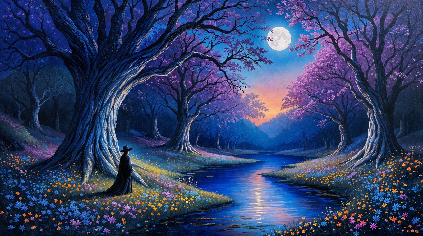 Mystical Twilight Forest in Impressionistic Fantasy Style