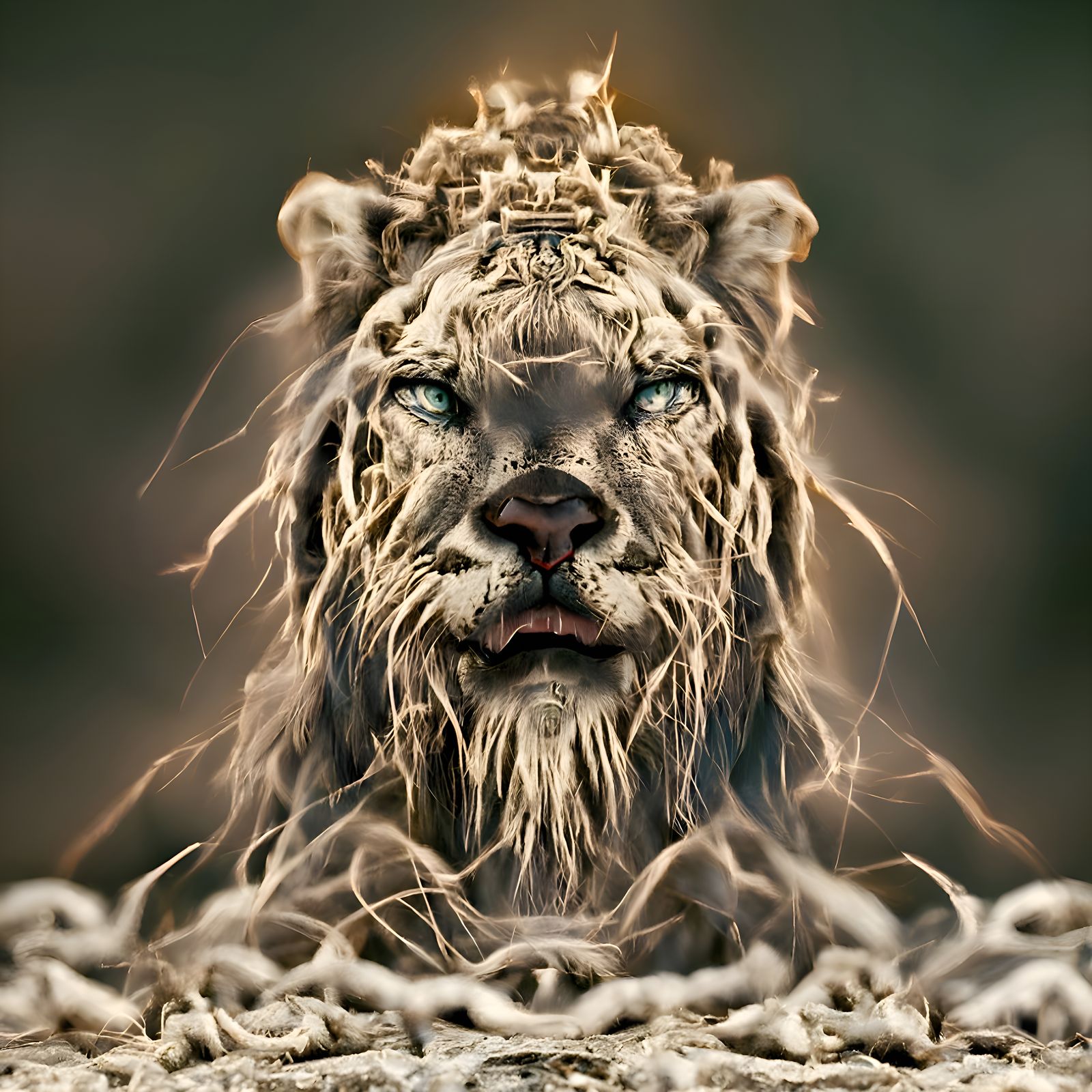 Majestic Lion Shakes Chains in Photorealistic 8K