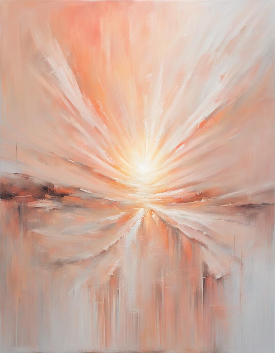 Peach Abstract Oil Painting with Light Beacon
