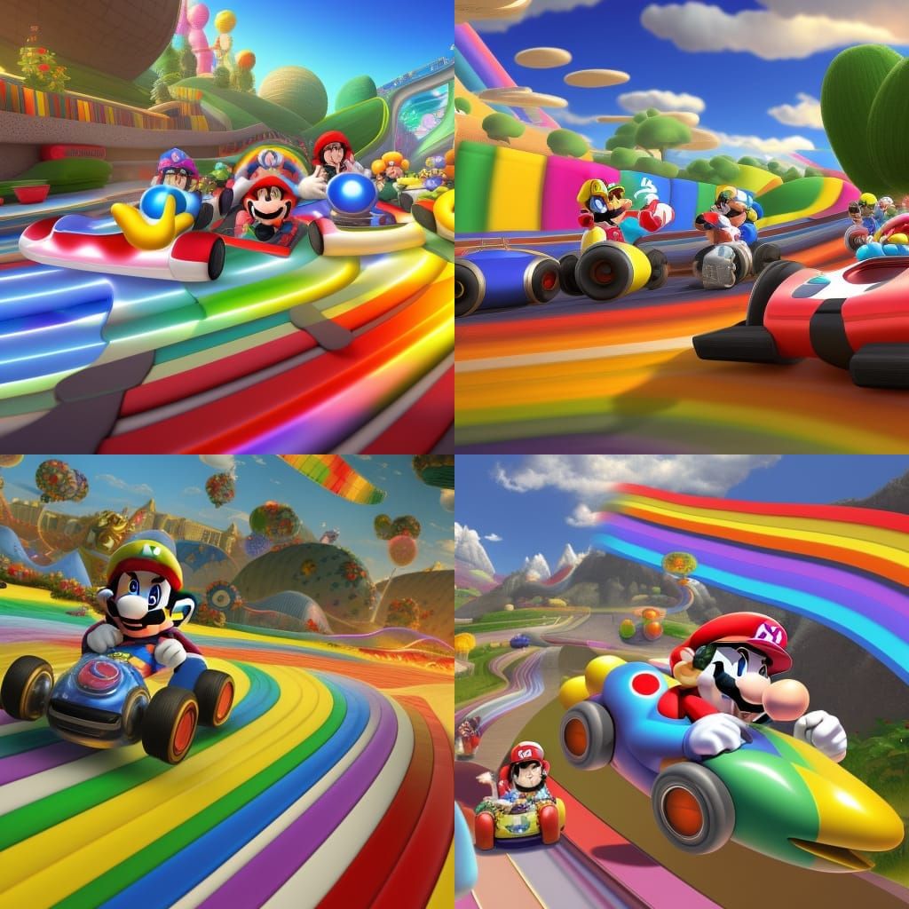 Rainbow Road Mario Kart 7 Matte Painting