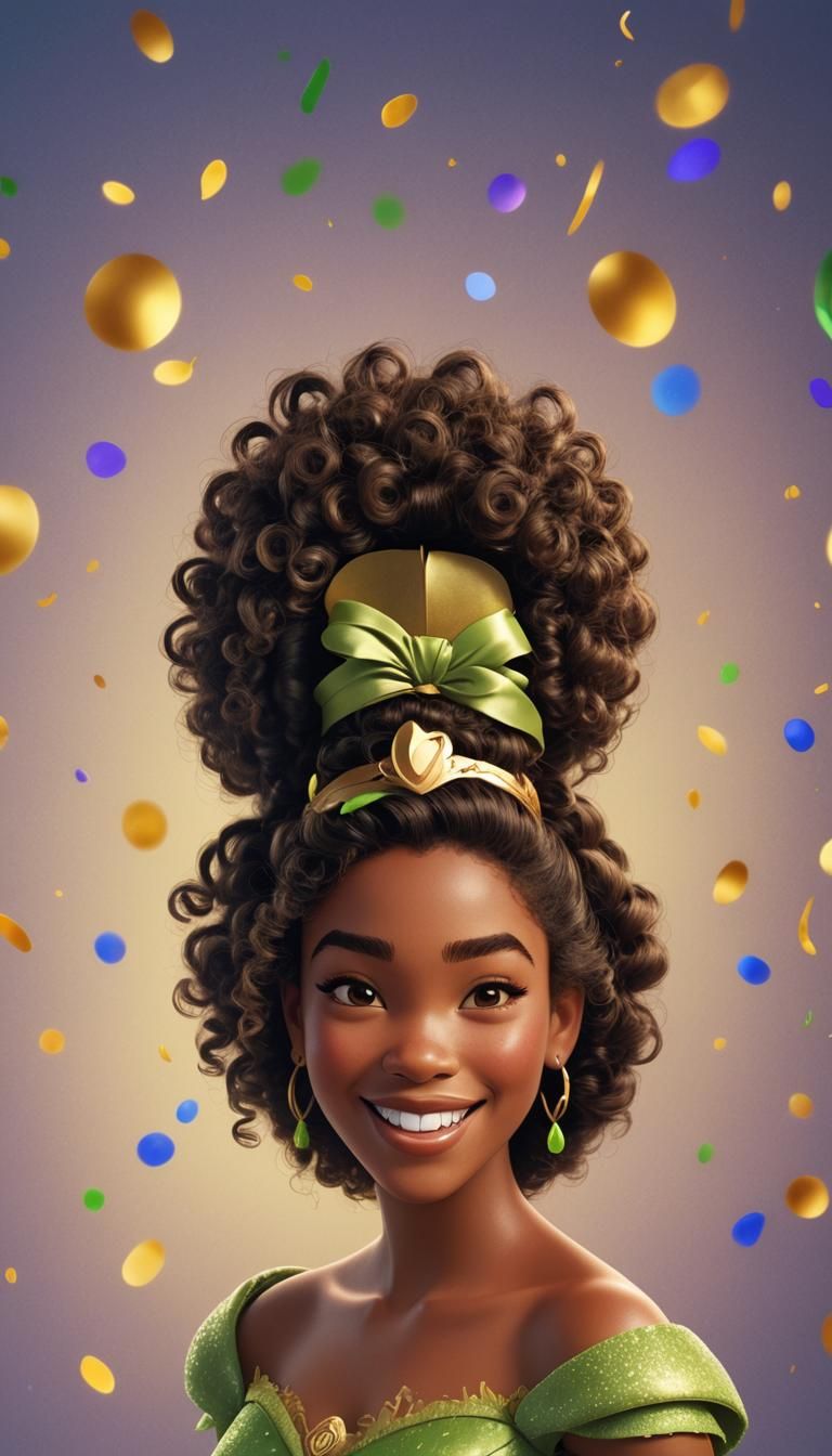 Disney Princess Tiana with Afro, Pixar-Style 3D Art