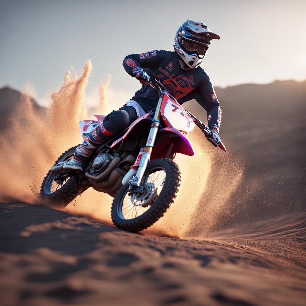 Motocross Rider in Dynamic Action, Digital Art