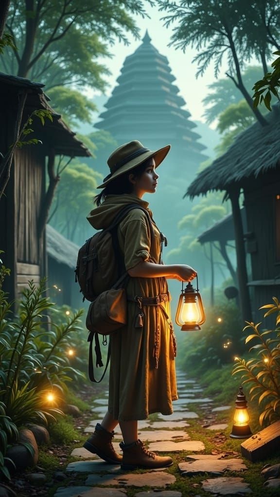 Village Explorer in Ethereal Light