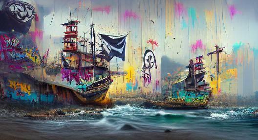 Pirate Graffiti Art on the Open Sea