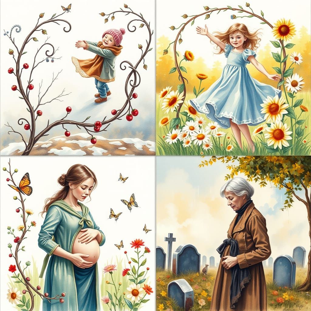 Seasons of Life: A Mixed Media Masterpiece