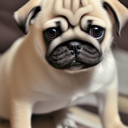 Cute Chubby Pug Puppy Anime Poster Art