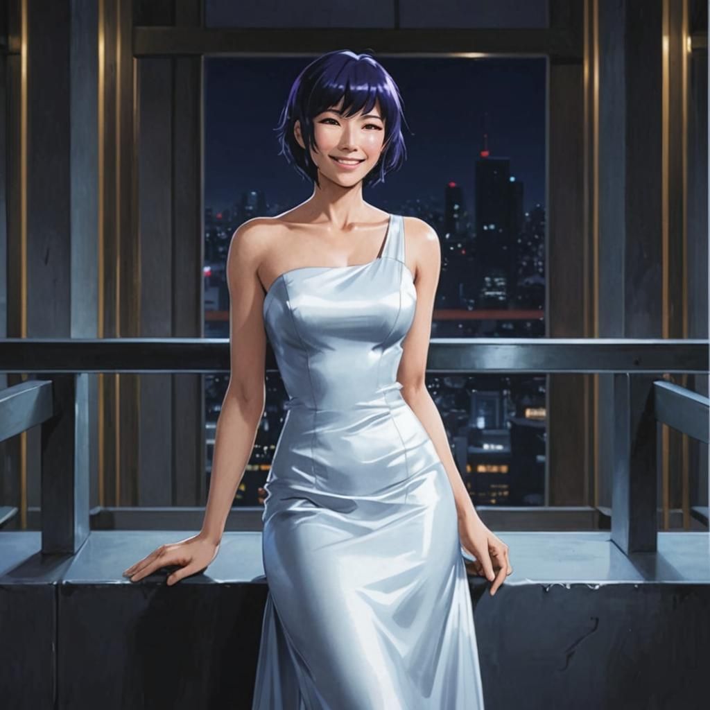 Motoko Kusanagi Smiling in Evening Dress