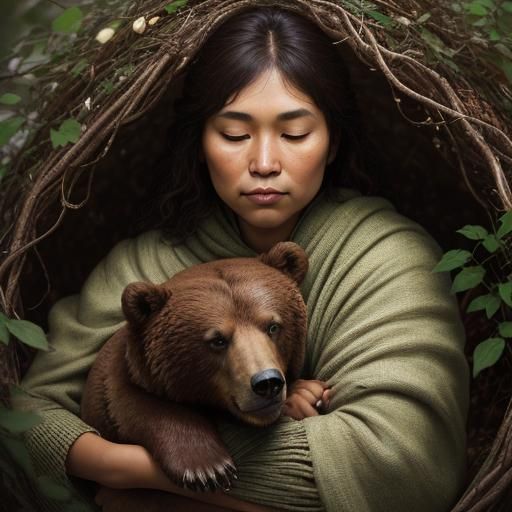 Sleeping Brown Bear Portrait in Professional Photography Sty...