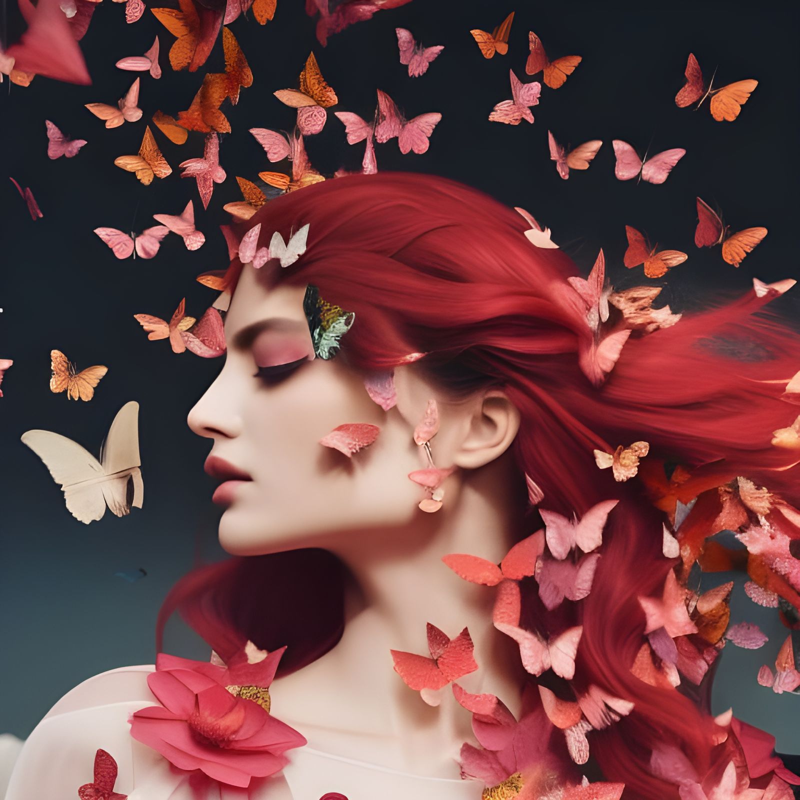 Butterflies in a Spring Lotus Dreamscape