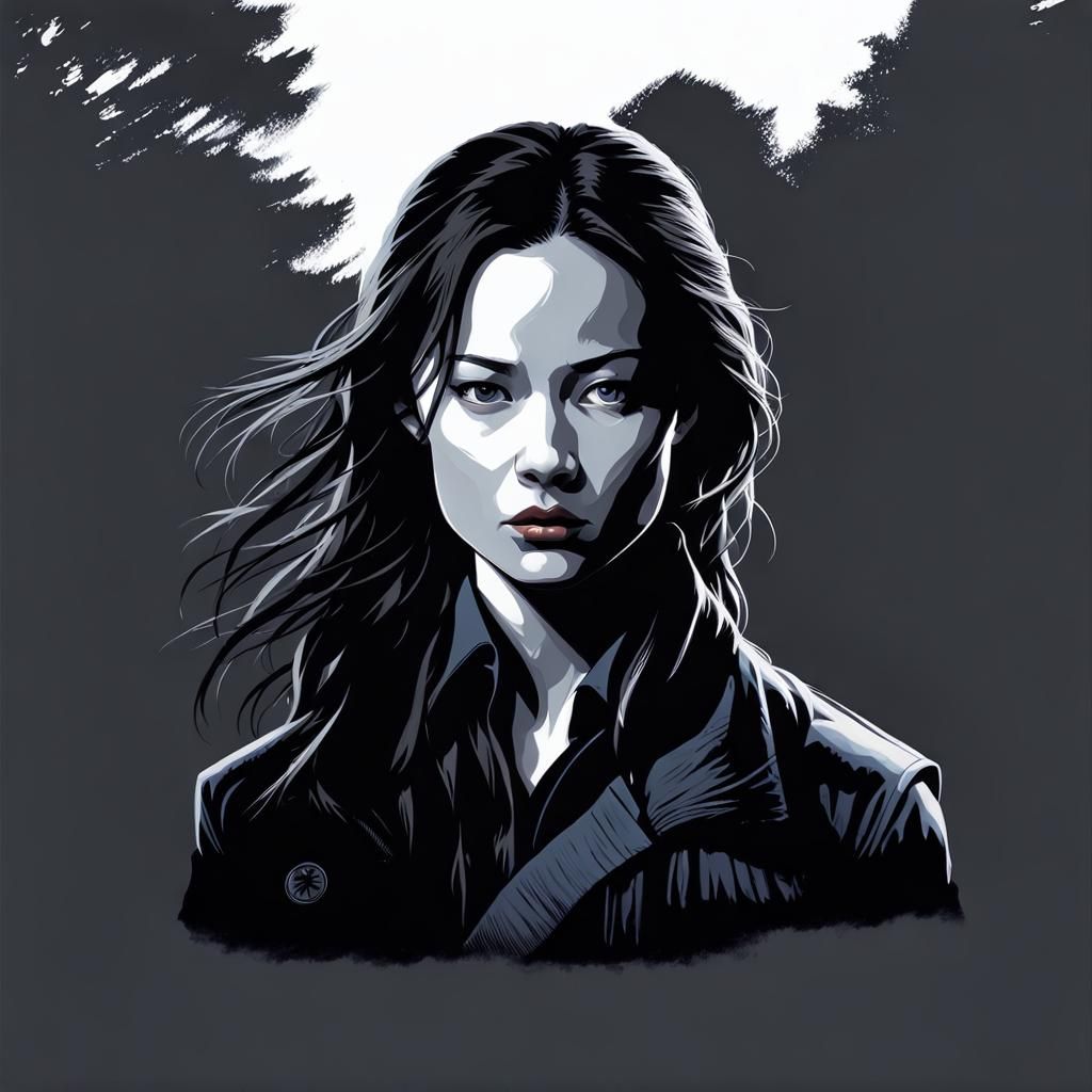 Hyperrealistic Portrait of a Determined Young Woman