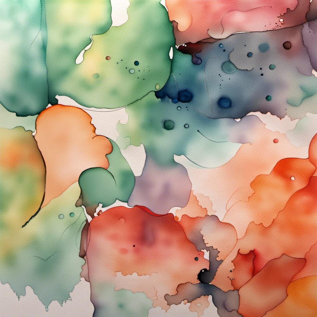 Abstract Watercolor Art in Complementary Colors
