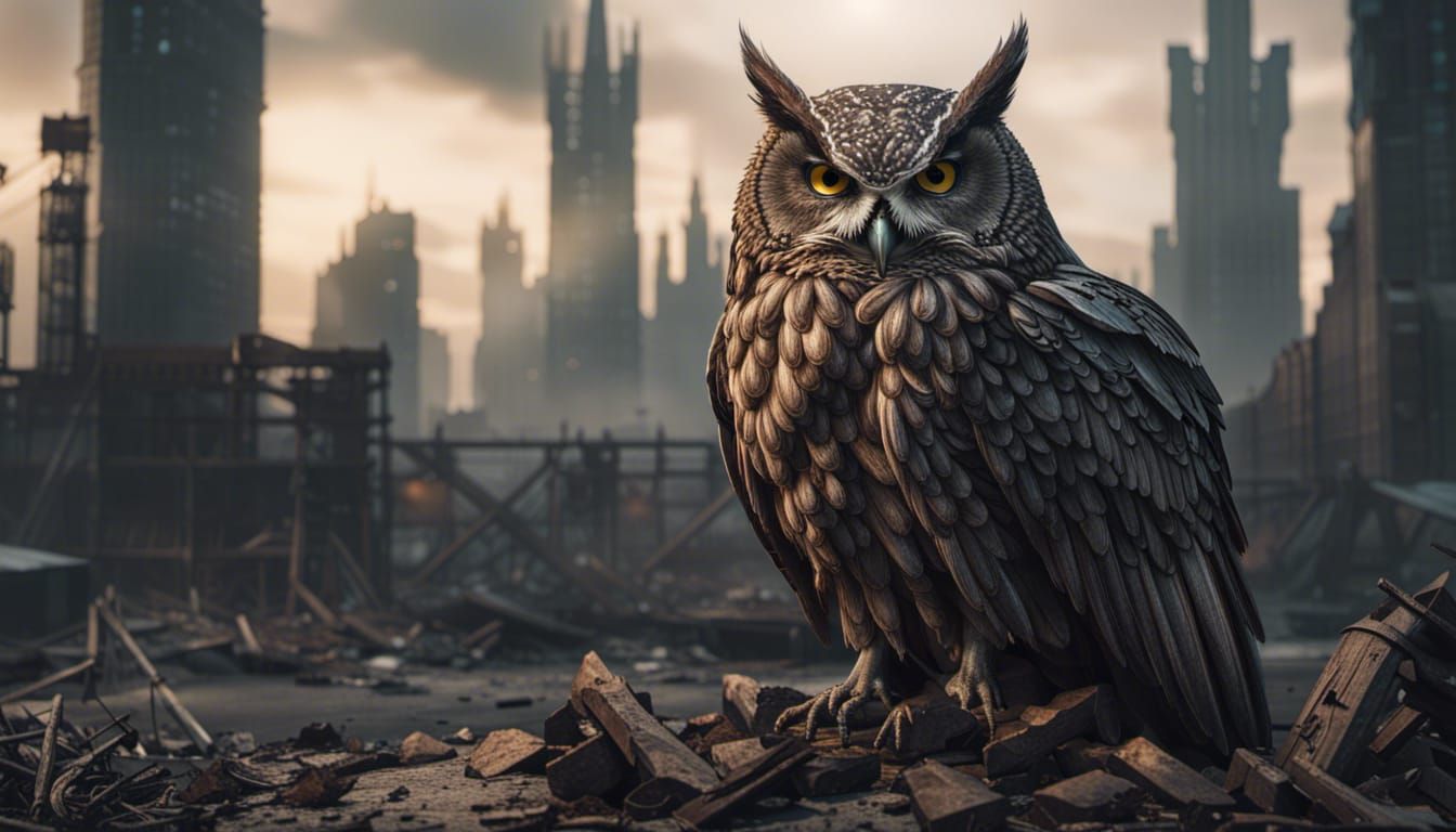 Sinister Owl God in Post-Apocalyptic World